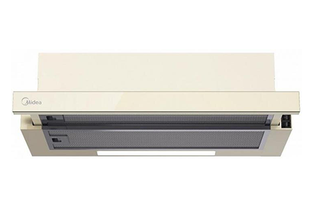Midea MH60P450GI — ჩასაშენებელი გამოსაწევი გამწოვი სპილოსძვლისფერი მინის პანელითა და 2-ძრავიანი/მაღალი წარმადობის სისტემით